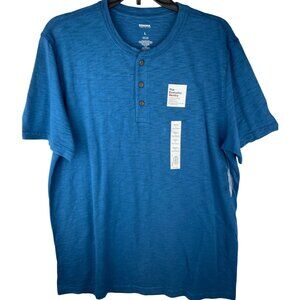 Sonoma Mens Blue Short Sleeve Henley Shirt L 100% Cotton